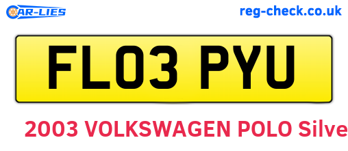 FL03PYU are the vehicle registration plates.