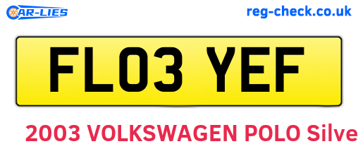 FL03YEF are the vehicle registration plates.