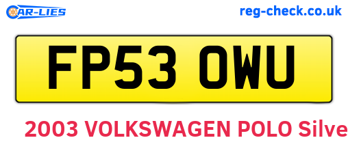 FP53OWU are the vehicle registration plates.