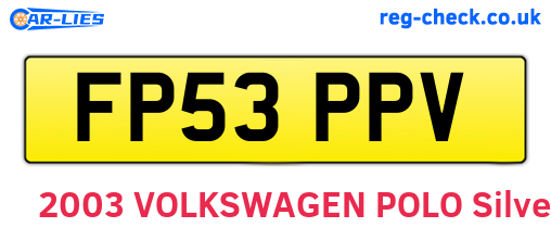 FP53PPV are the vehicle registration plates.
