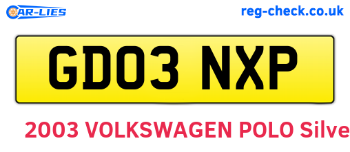 GD03NXP are the vehicle registration plates.