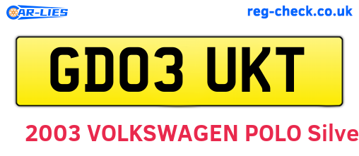 GD03UKT are the vehicle registration plates.