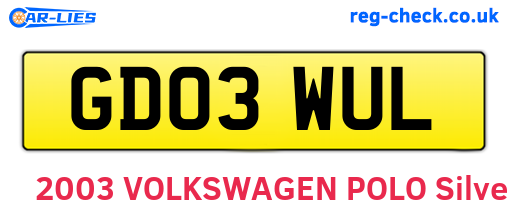 GD03WUL are the vehicle registration plates.