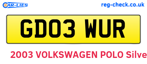 GD03WUR are the vehicle registration plates.