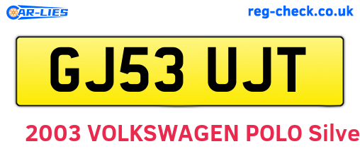 GJ53UJT are the vehicle registration plates.