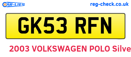 GK53RFN are the vehicle registration plates.