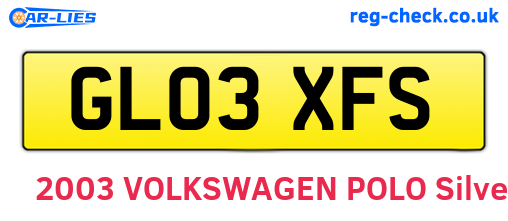 GL03XFS are the vehicle registration plates.