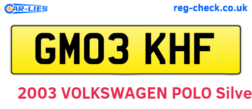 GM03KHF are the vehicle registration plates.