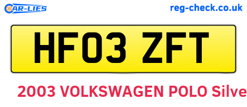 HF03ZFT are the vehicle registration plates.