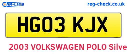 HG03KJX are the vehicle registration plates.