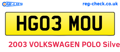 HG03MOU are the vehicle registration plates.