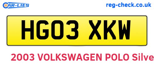 HG03XKW are the vehicle registration plates.