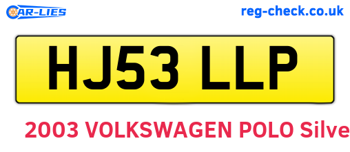 HJ53LLP are the vehicle registration plates.