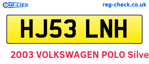 HJ53LNH are the vehicle registration plates.