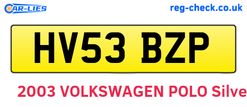 HV53BZP are the vehicle registration plates.