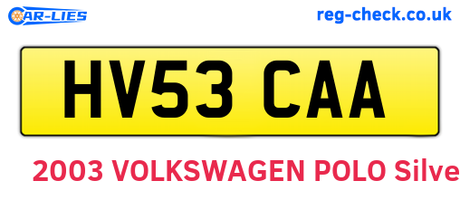 HV53CAA are the vehicle registration plates.
