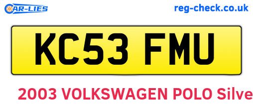 KC53FMU are the vehicle registration plates.