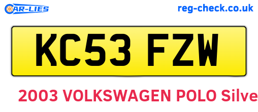 KC53FZW are the vehicle registration plates.