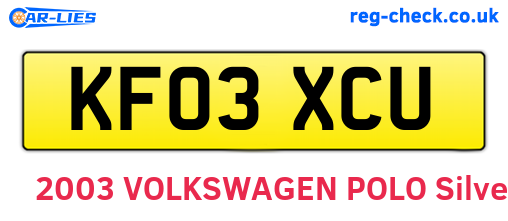 KF03XCU are the vehicle registration plates.