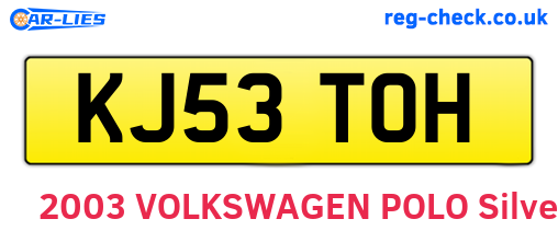KJ53TOH are the vehicle registration plates.