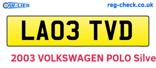 LA03TVD are the vehicle registration plates.