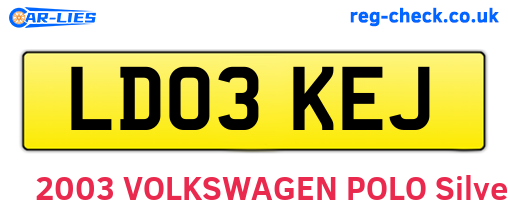 LD03KEJ are the vehicle registration plates.