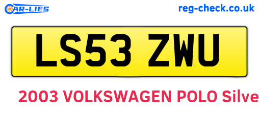LS53ZWU are the vehicle registration plates.