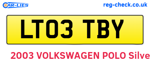 LT03TBY are the vehicle registration plates.