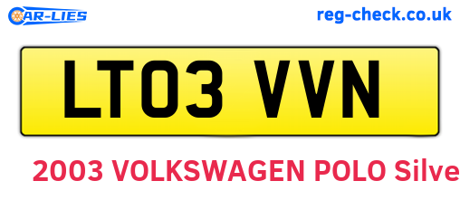 LT03VVN are the vehicle registration plates.