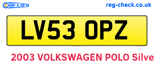 LV53OPZ are the vehicle registration plates.