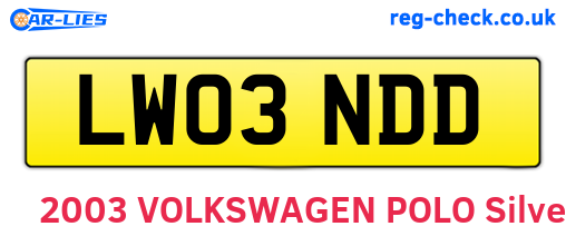 LW03NDD are the vehicle registration plates.