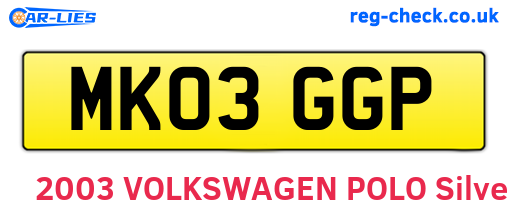 MK03GGP are the vehicle registration plates.