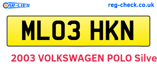 ML03HKN are the vehicle registration plates.