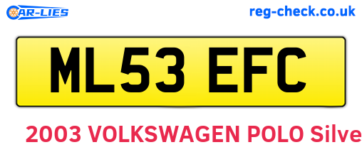 ML53EFC are the vehicle registration plates.
