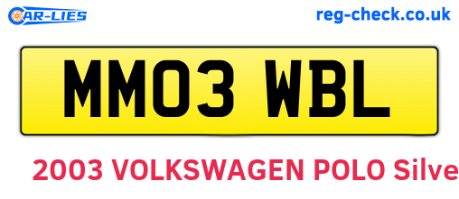 MM03WBL are the vehicle registration plates.