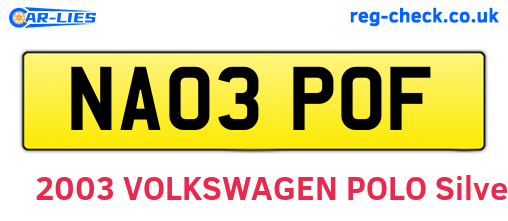 NA03POF are the vehicle registration plates.