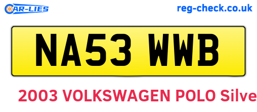 NA53WWB are the vehicle registration plates.
