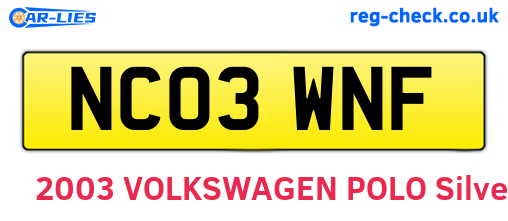 NC03WNF are the vehicle registration plates.