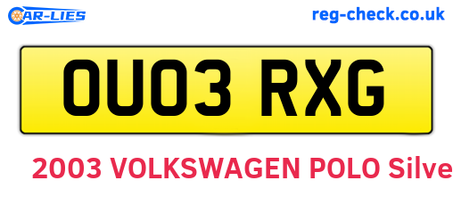 OU03RXG are the vehicle registration plates.