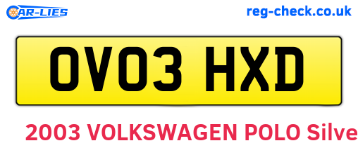 OV03HXD are the vehicle registration plates.