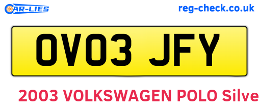 OV03JFY are the vehicle registration plates.