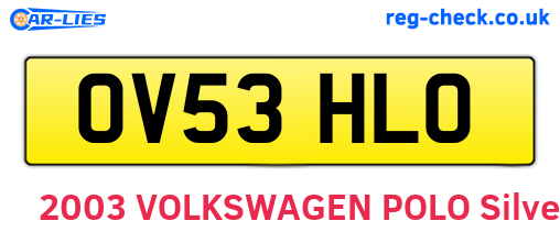 OV53HLO are the vehicle registration plates.