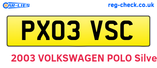 PX03VSC are the vehicle registration plates.