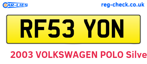 RF53YON are the vehicle registration plates.
