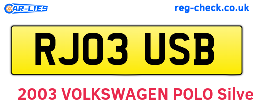 RJ03USB are the vehicle registration plates.