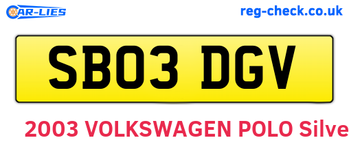 SB03DGV are the vehicle registration plates.