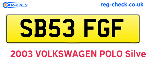 SB53FGF are the vehicle registration plates.