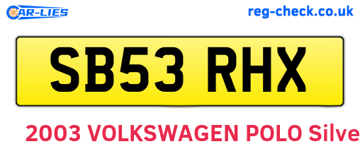 SB53RHX are the vehicle registration plates.