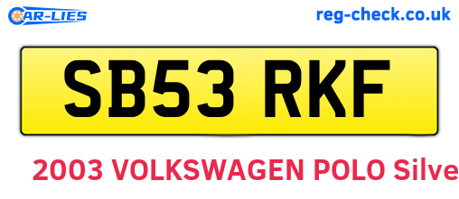 SB53RKF are the vehicle registration plates.