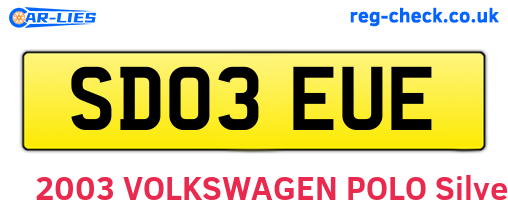 SD03EUE are the vehicle registration plates.